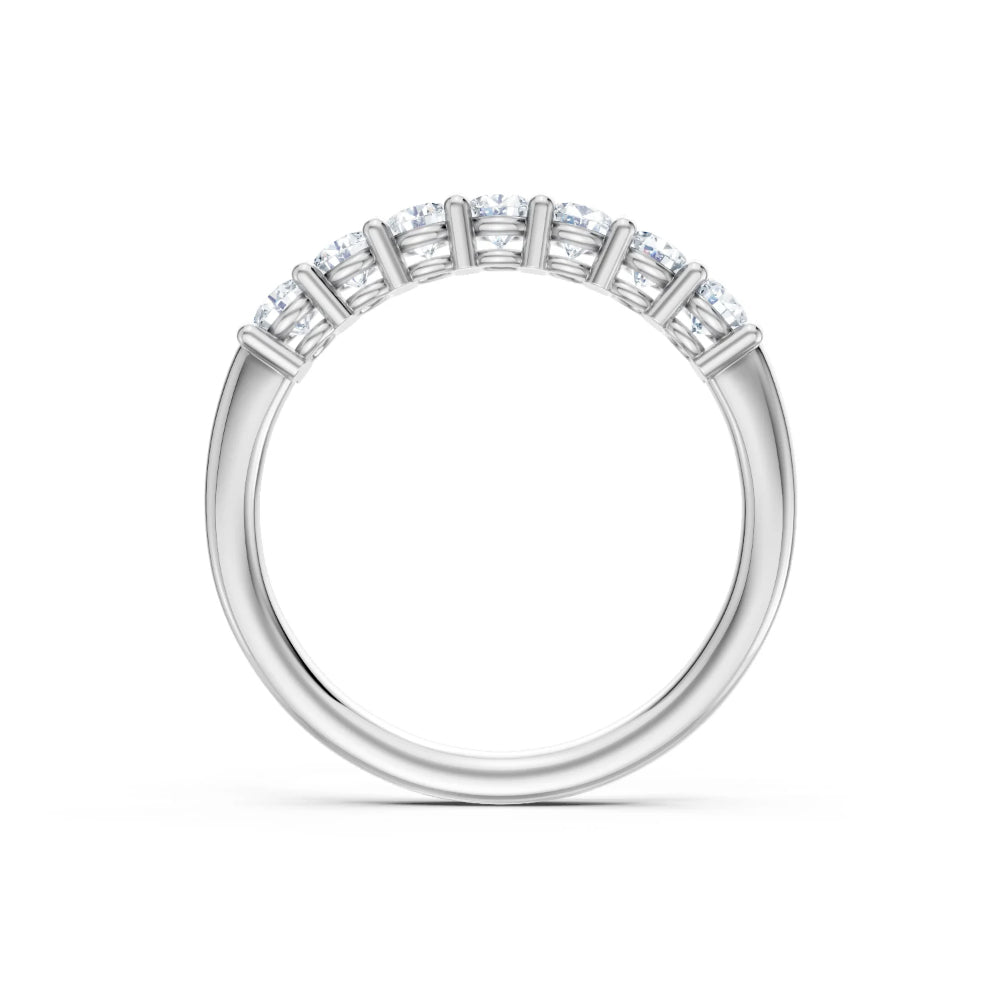 Silver diamond band from the side