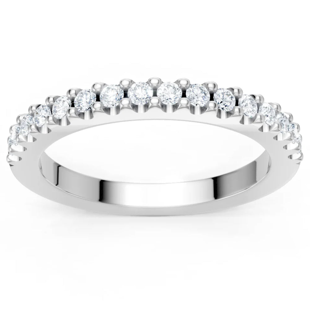 Silver diamond ring on white background