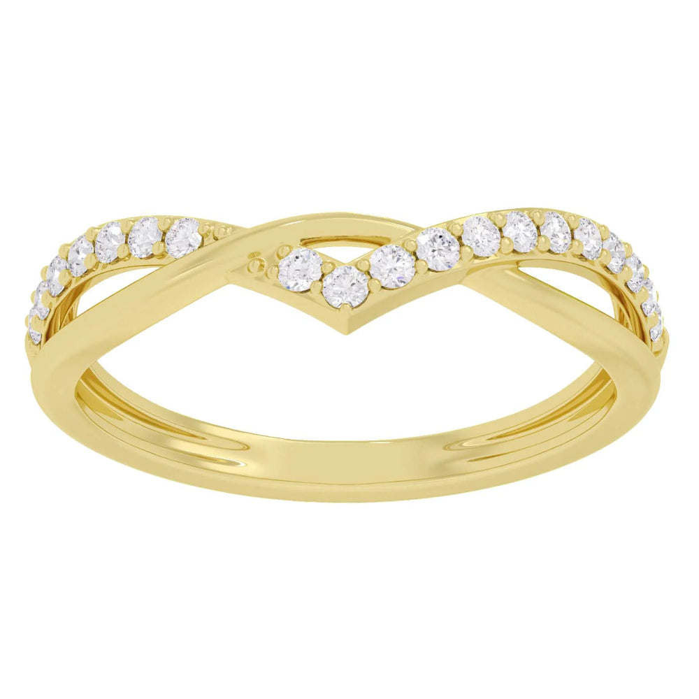 14k Yellow Gold Infinity Style Contour Band with Diamonds
