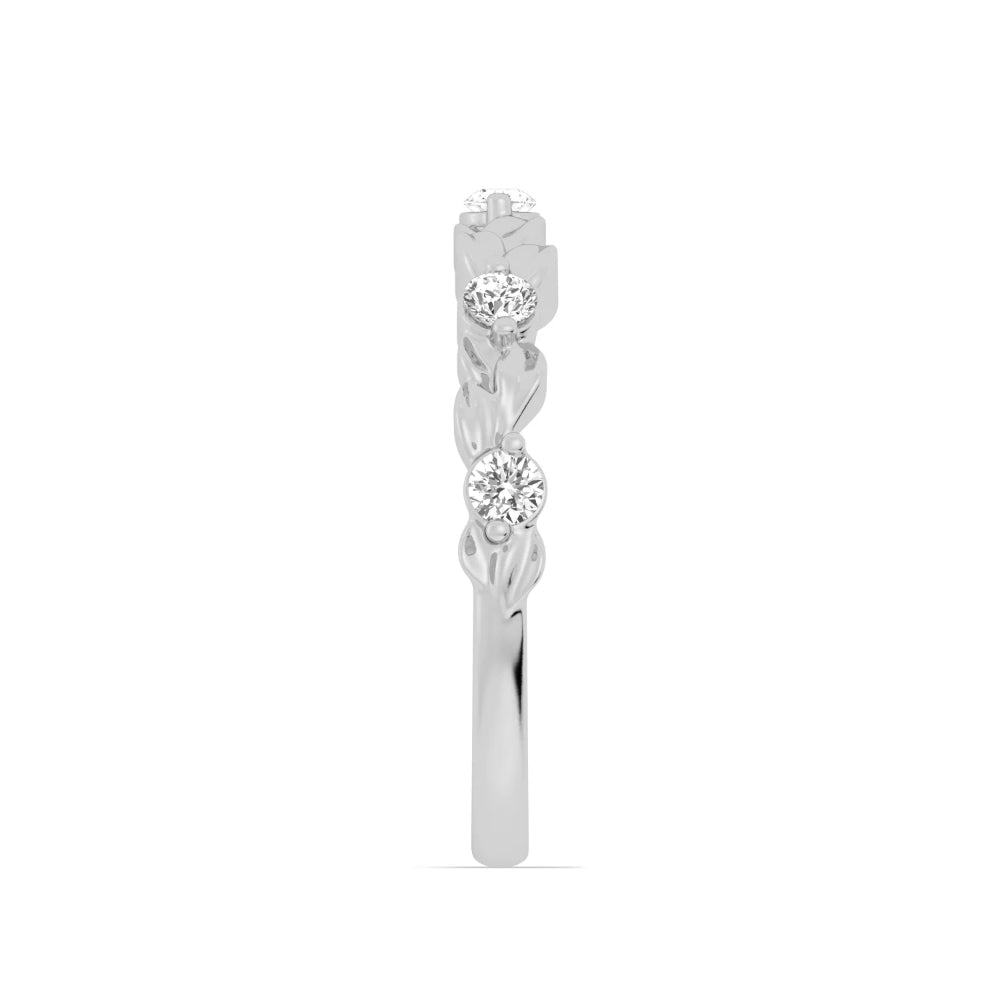 Silver ring with two diamond stones on a white background