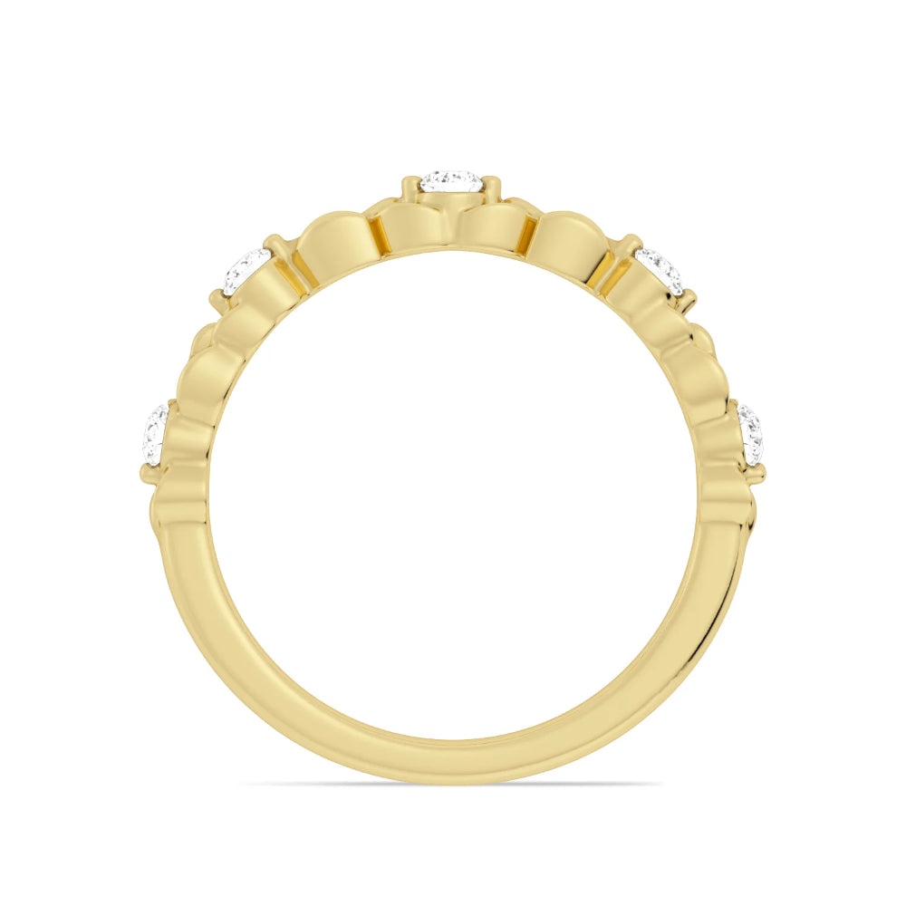 14k Gold Floral Band with Diamonds