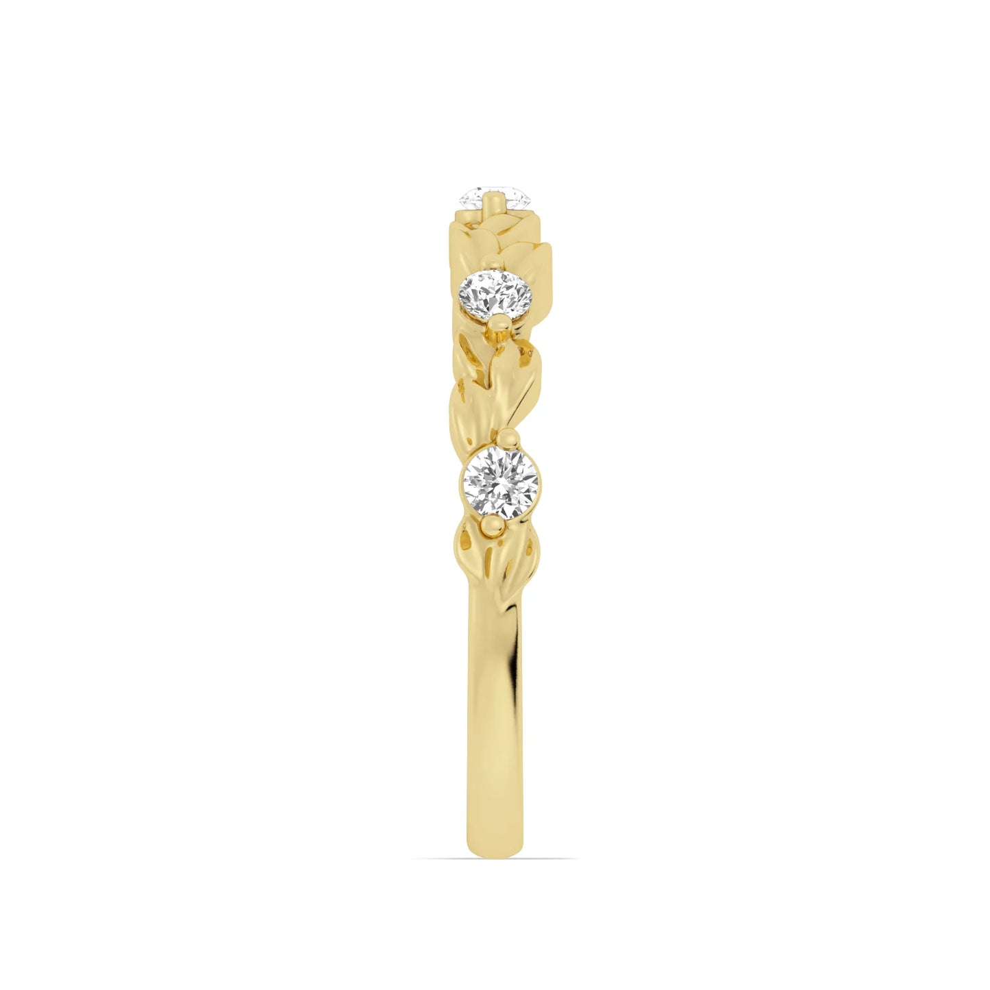 14k Gold Floral Band with Diamonds