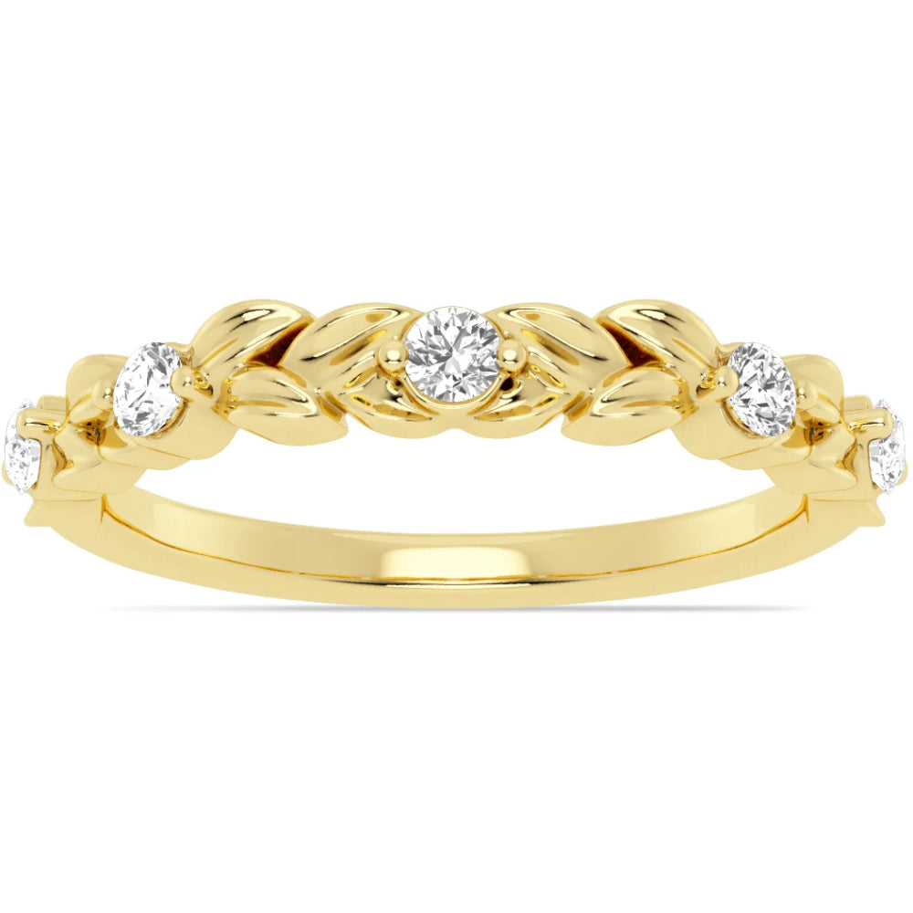 14k Gold Floral Band with Diamonds