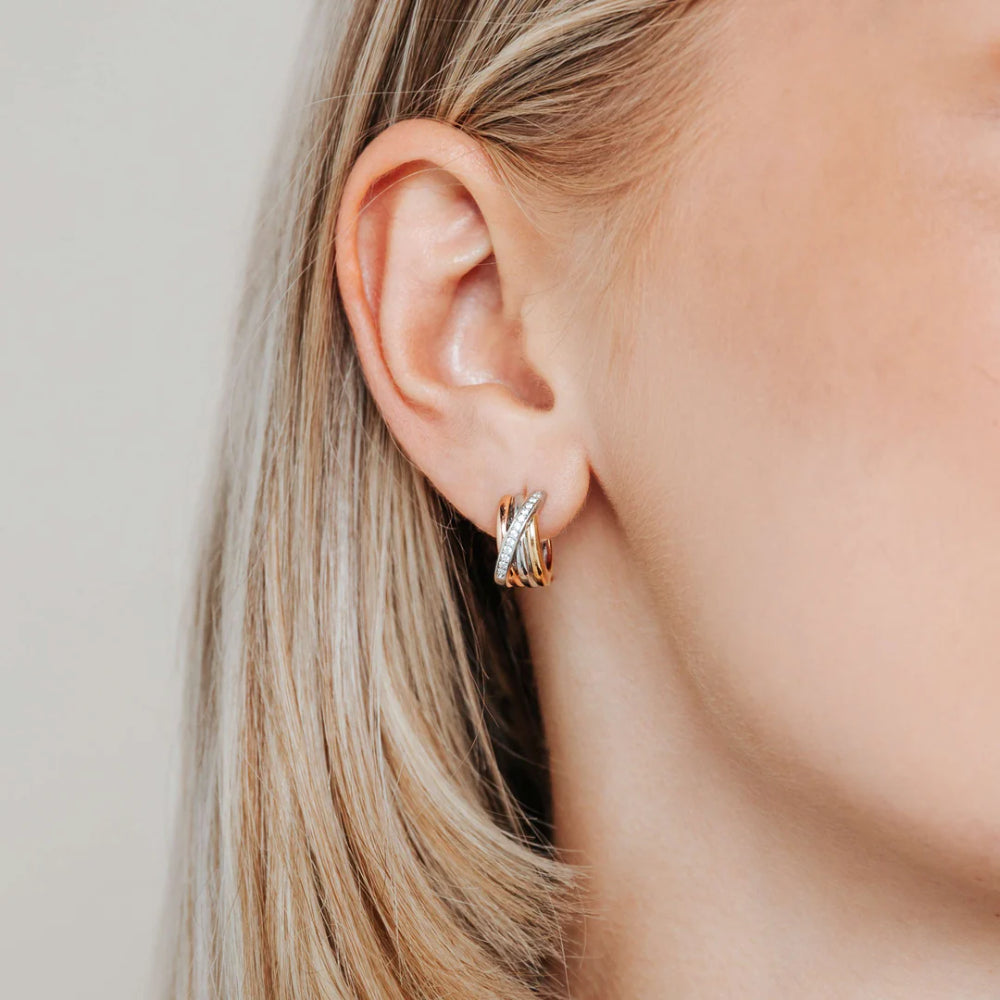 Ti Sento Tri-Color Three Row Hoop Earrings