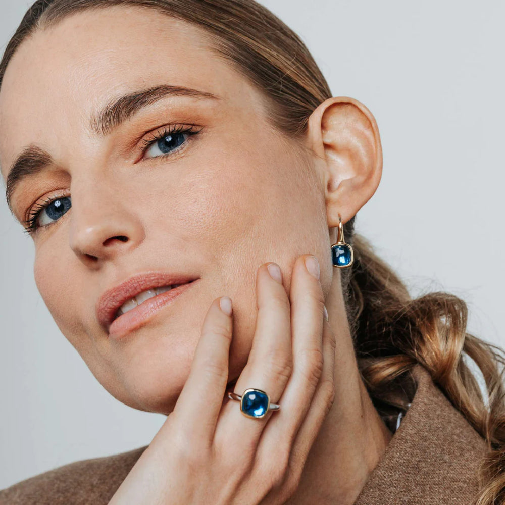 Ti Sento Deep Blue Cushion Drop Earrings