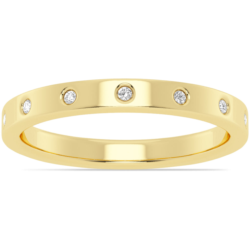 14k Gold Burnish Set Diamond Band