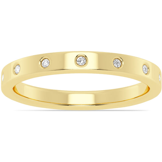 14k Gold Burnish Set Diamond Band