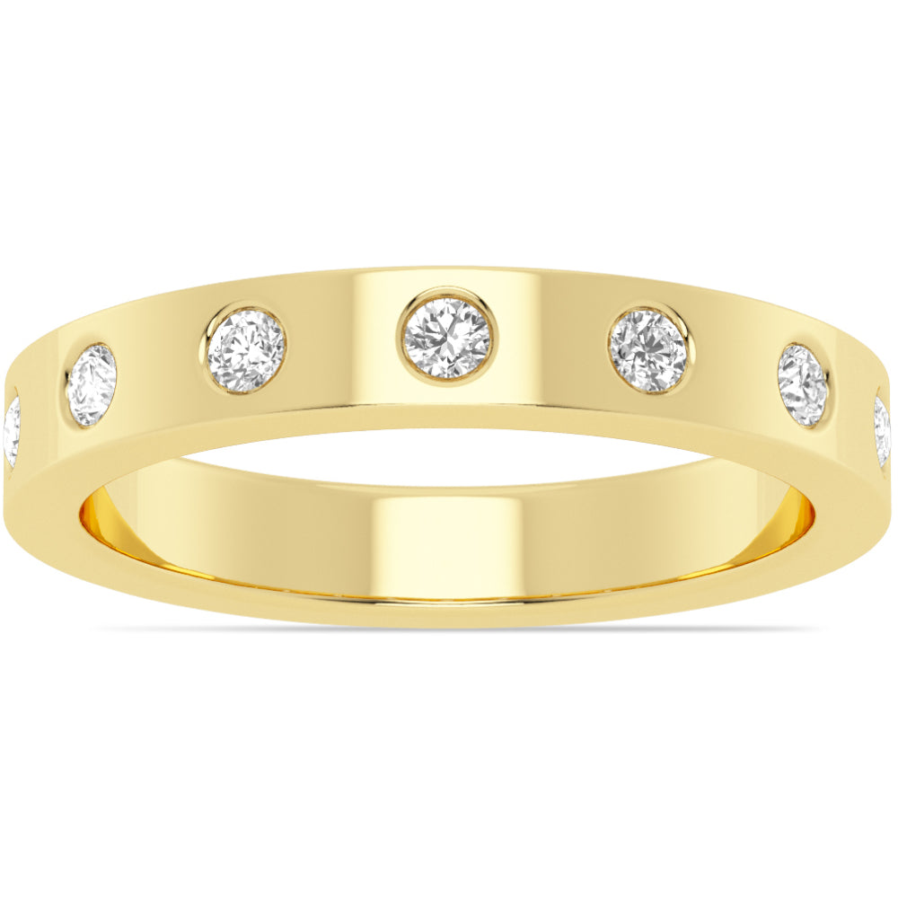 14k Gold Burnish Set Diamond Band