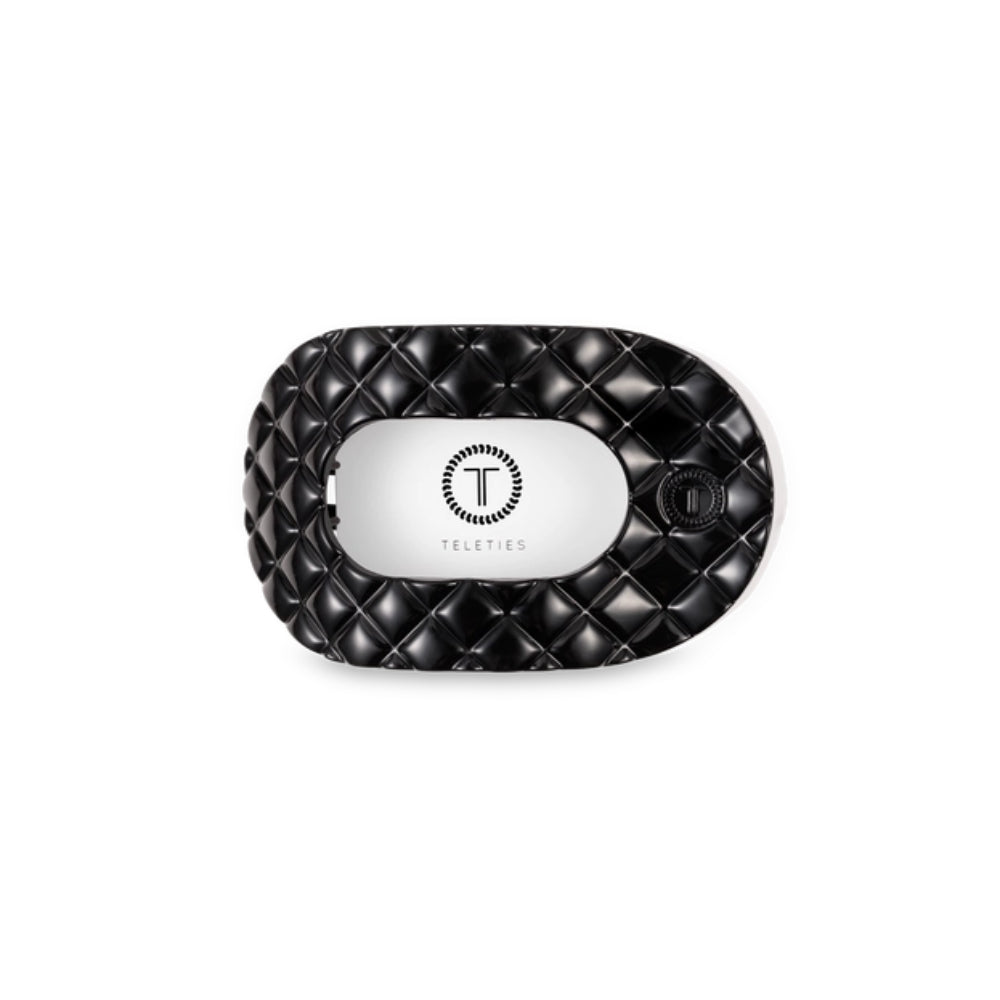 TELETIES Jet Black Quilted Flat Round Hair Clip