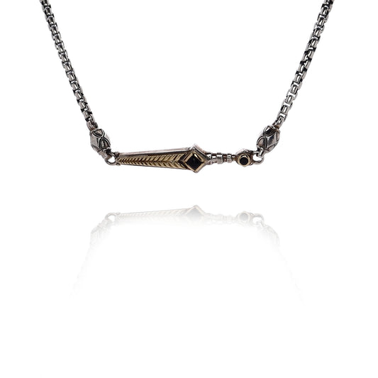 Konstantino Two-Tone Chevron Design Black Onyx and Spinel Necklace