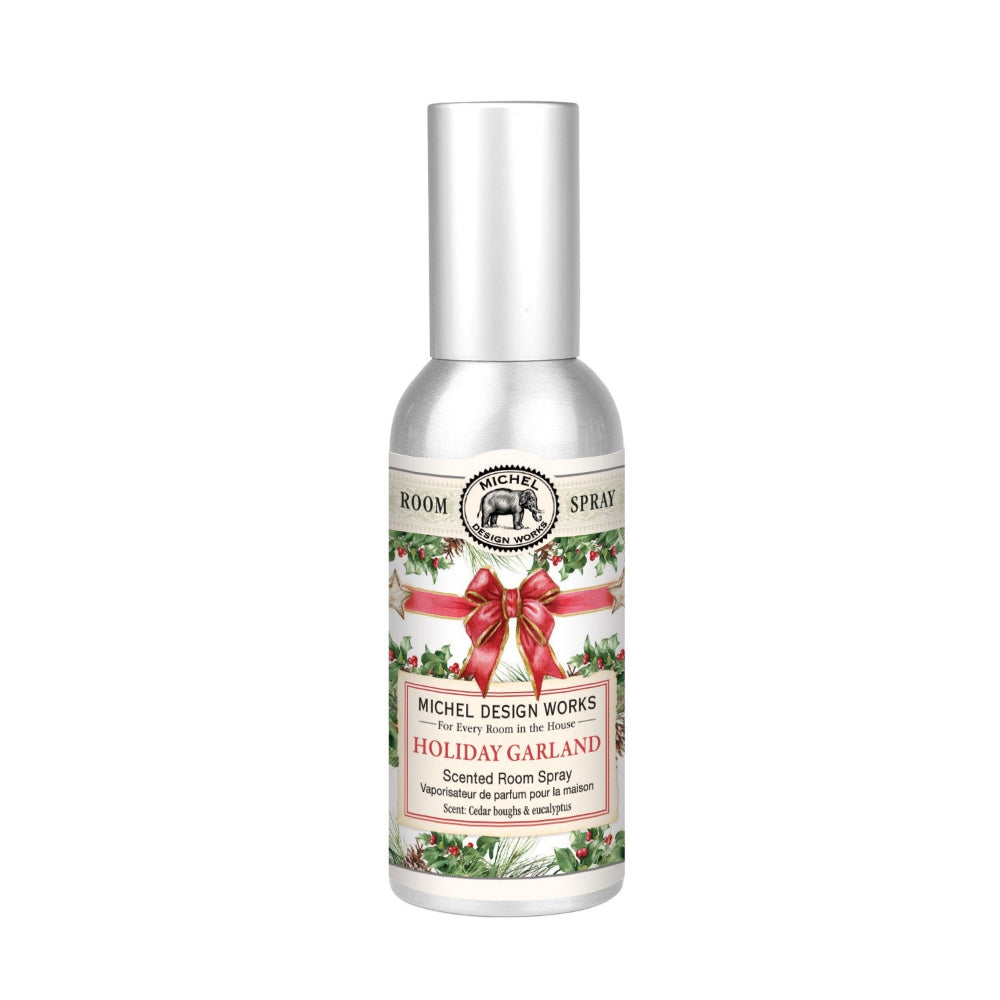 Michel Design Works Holiday Garland room spray bottle on a white background.