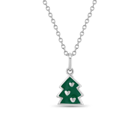 Festive Christmas Tree Girls Pendant Necklace