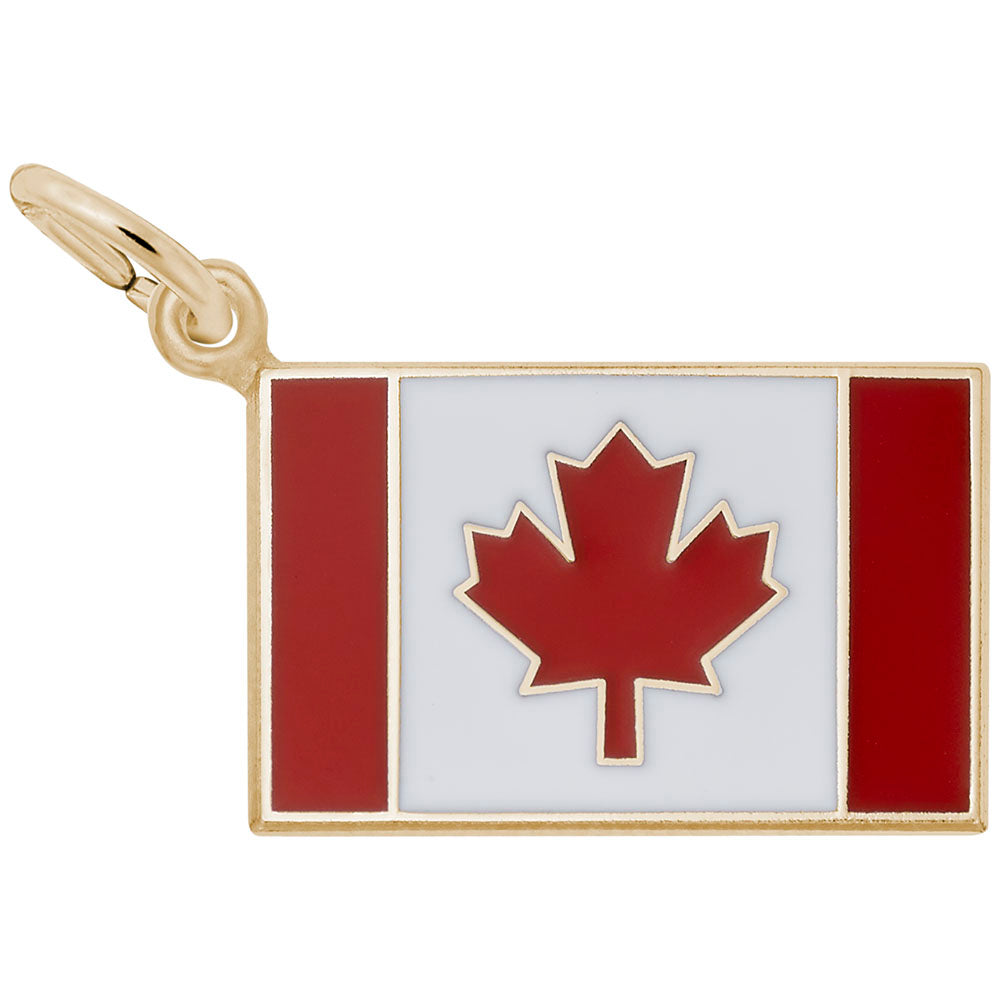 Canadian flag charm with a gold border, shown on a white background