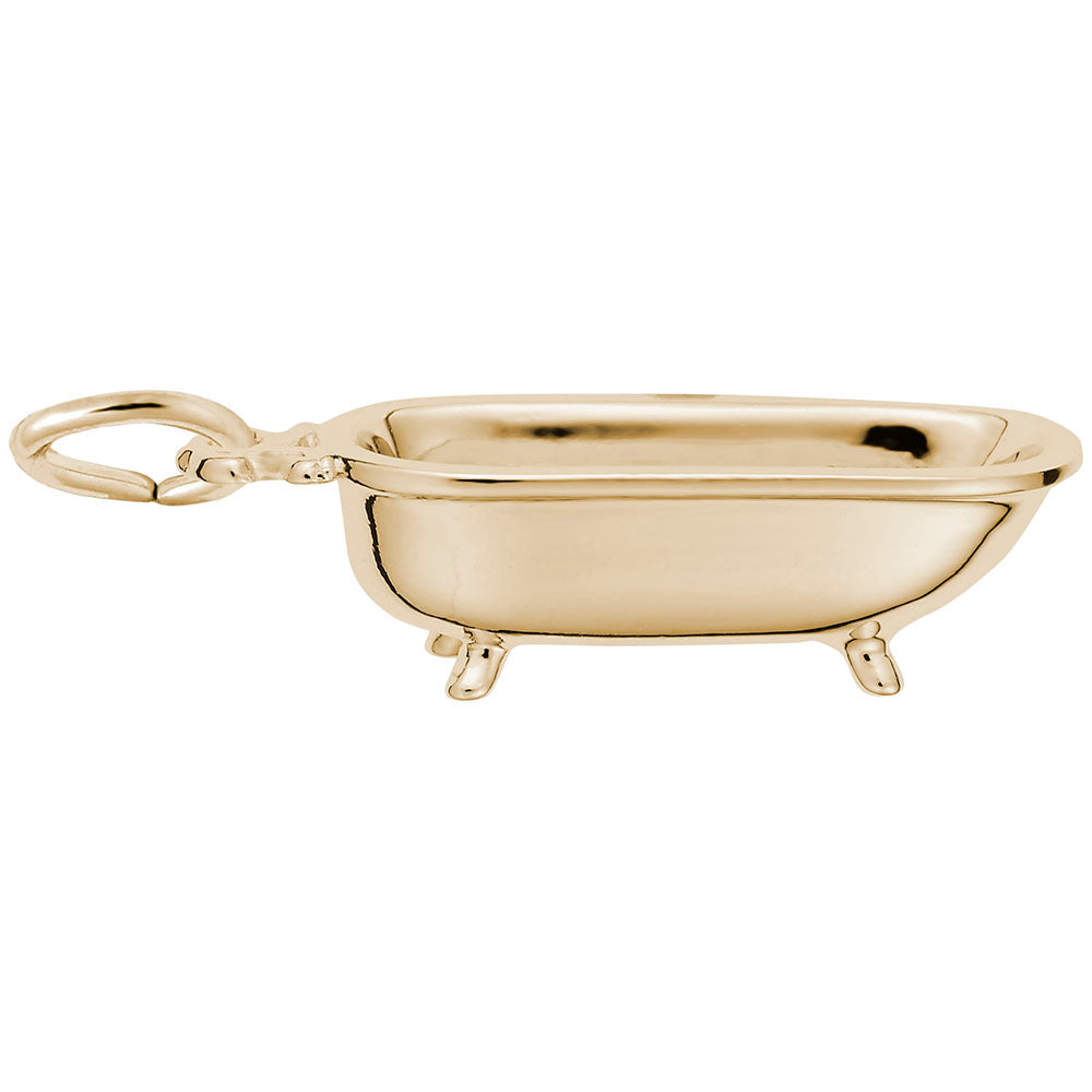 Gold bathtub-shaped charm, shown on a white background