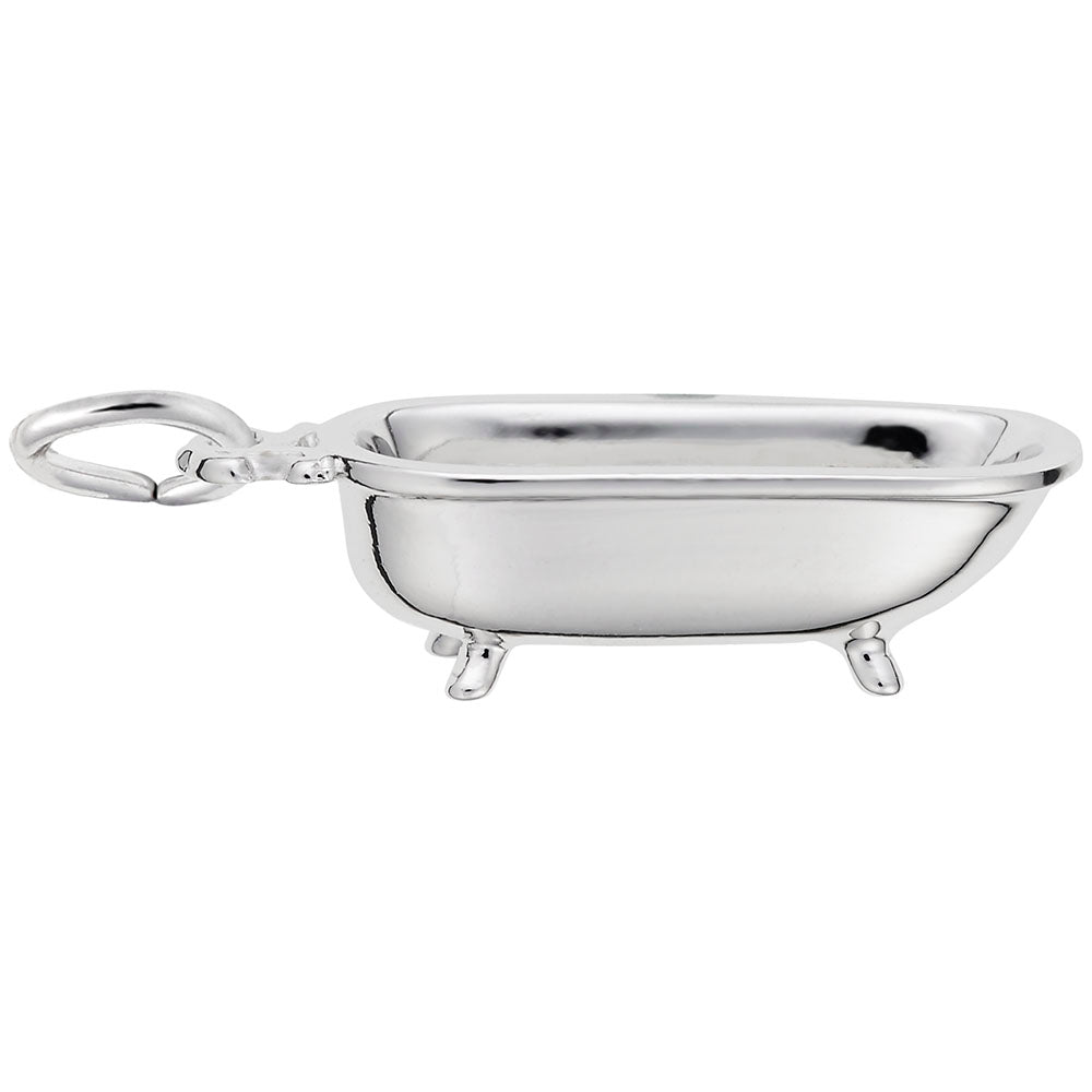 Silver bathtub-shaped charm, shown on a white background