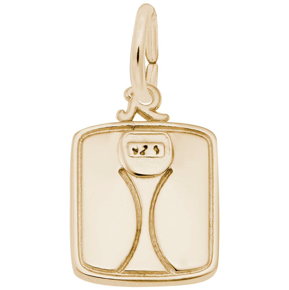 Gold scale charm, shown on a plain white background