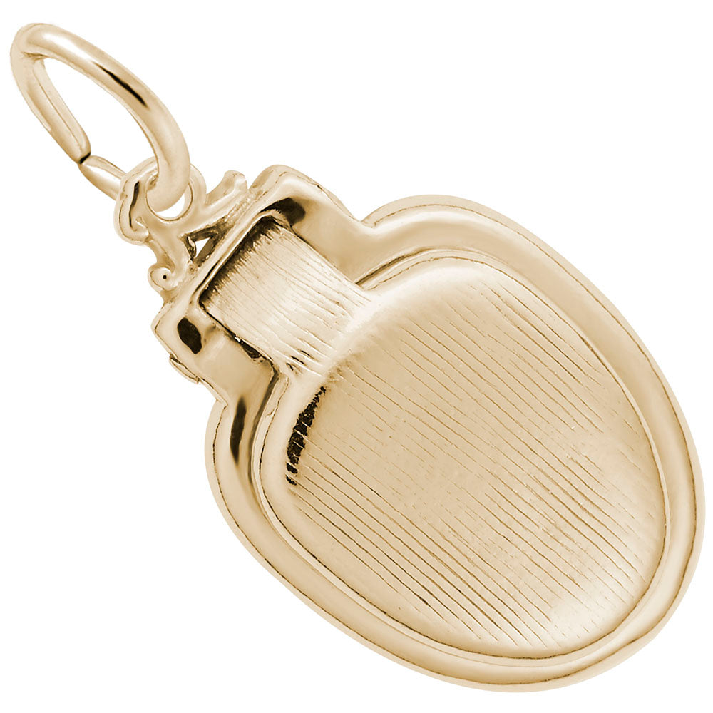 Gold toilet seat charm, shown with a closed lid on a white background