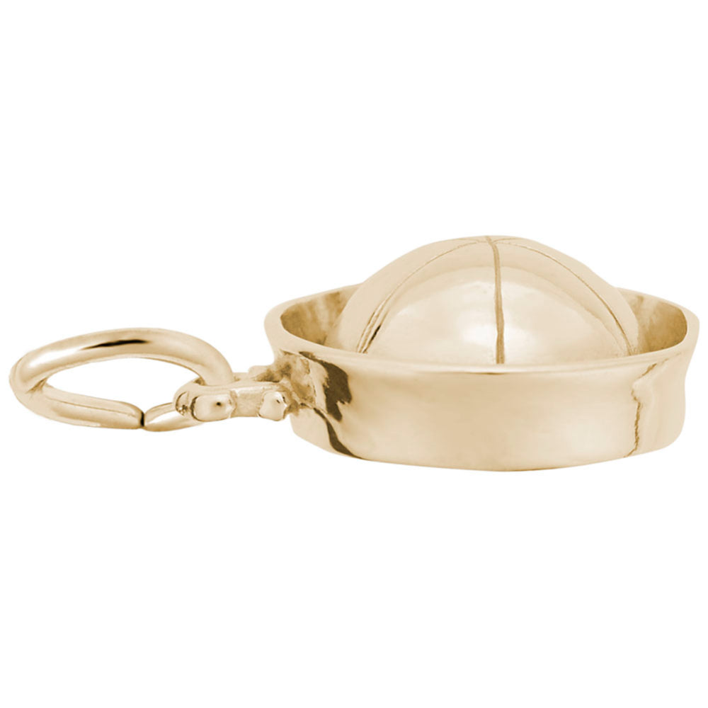 A polished gold sailor's cap charm, shown against a plain white background.