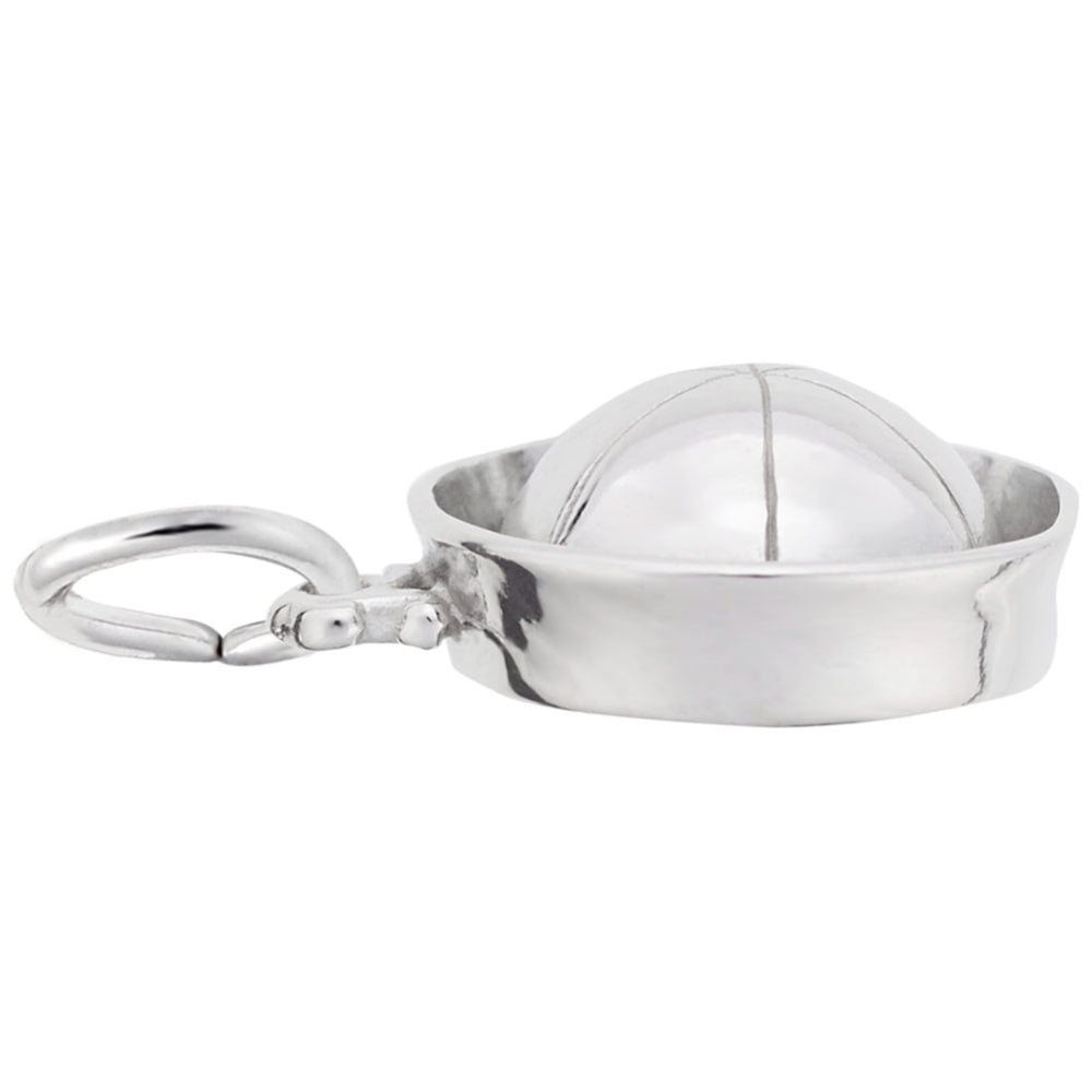 A polished silver sailor's cap charm, shown against a plain white background.