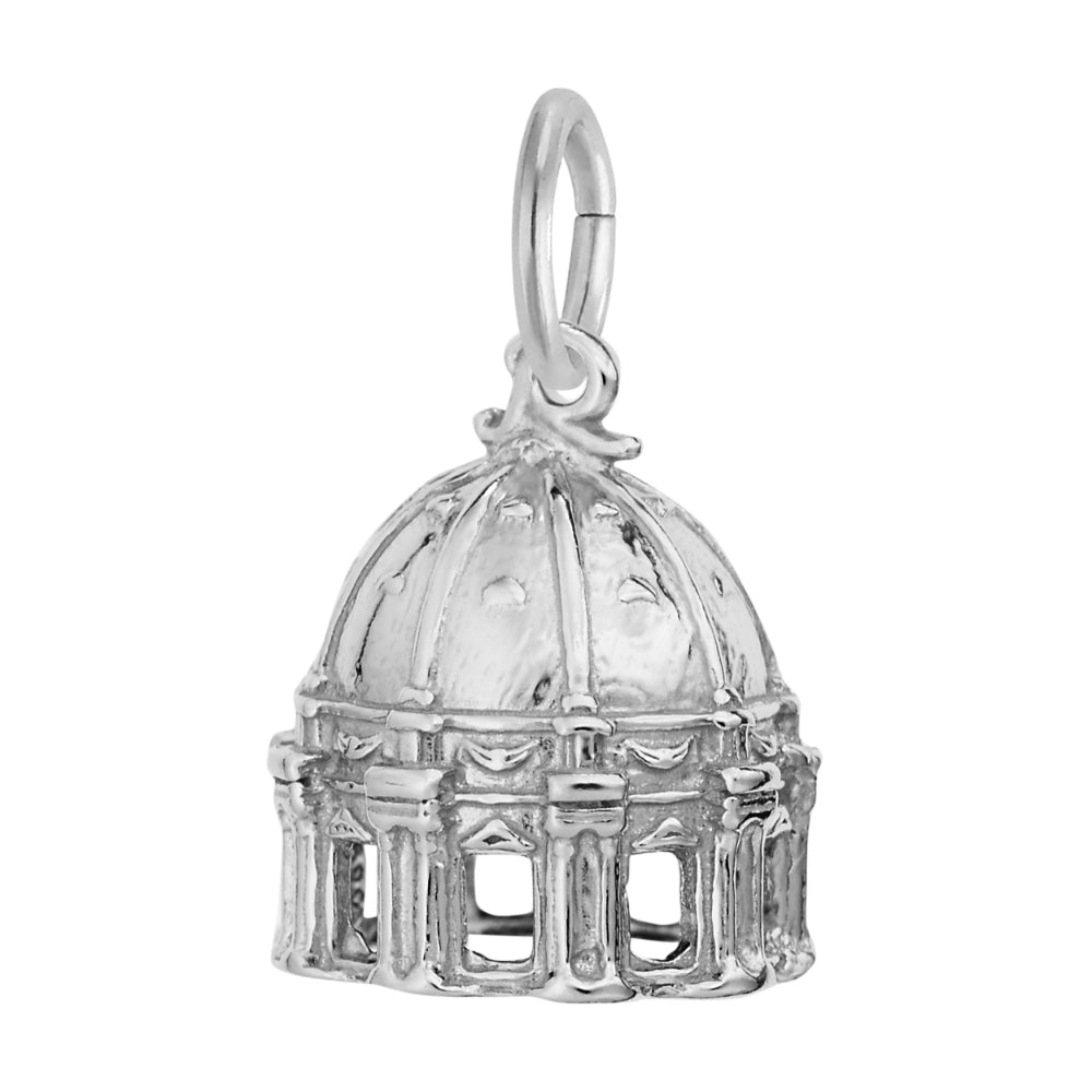 Silver St. Peter's Basilica Dome Charm with intricate details, shown on a white background