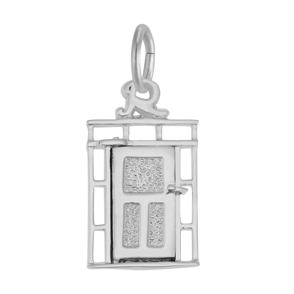 A silver door charm with a textured center panels, shown on a plain white background.