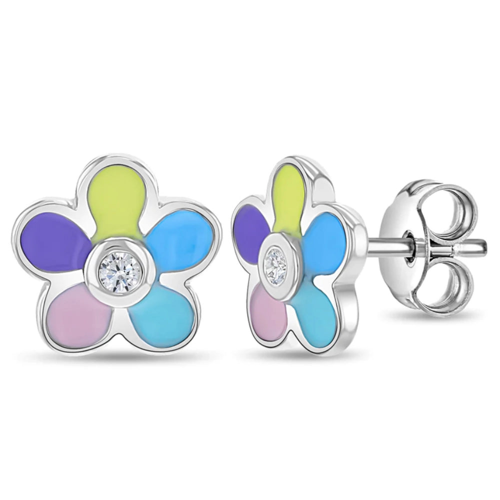 Children's Sterling Silver Blossoming Flower Earrings