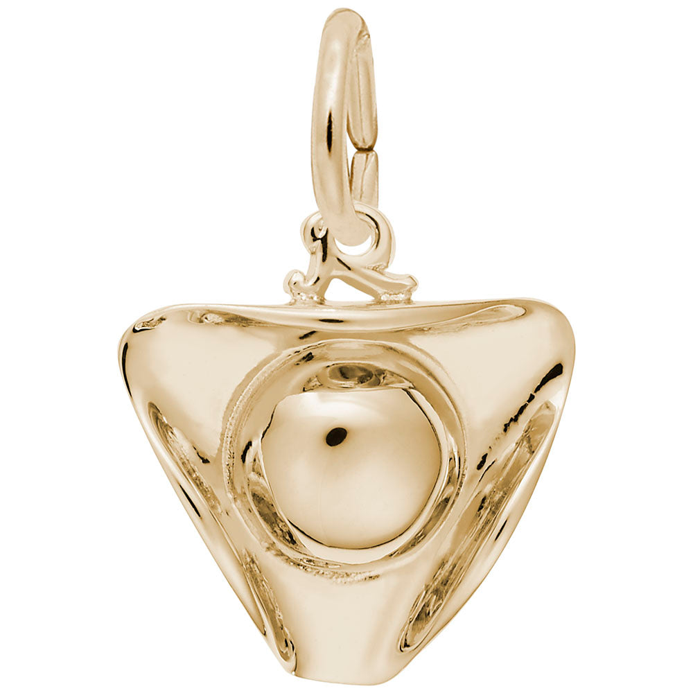 Gold Tri-Corner hat charm, shown on a white background