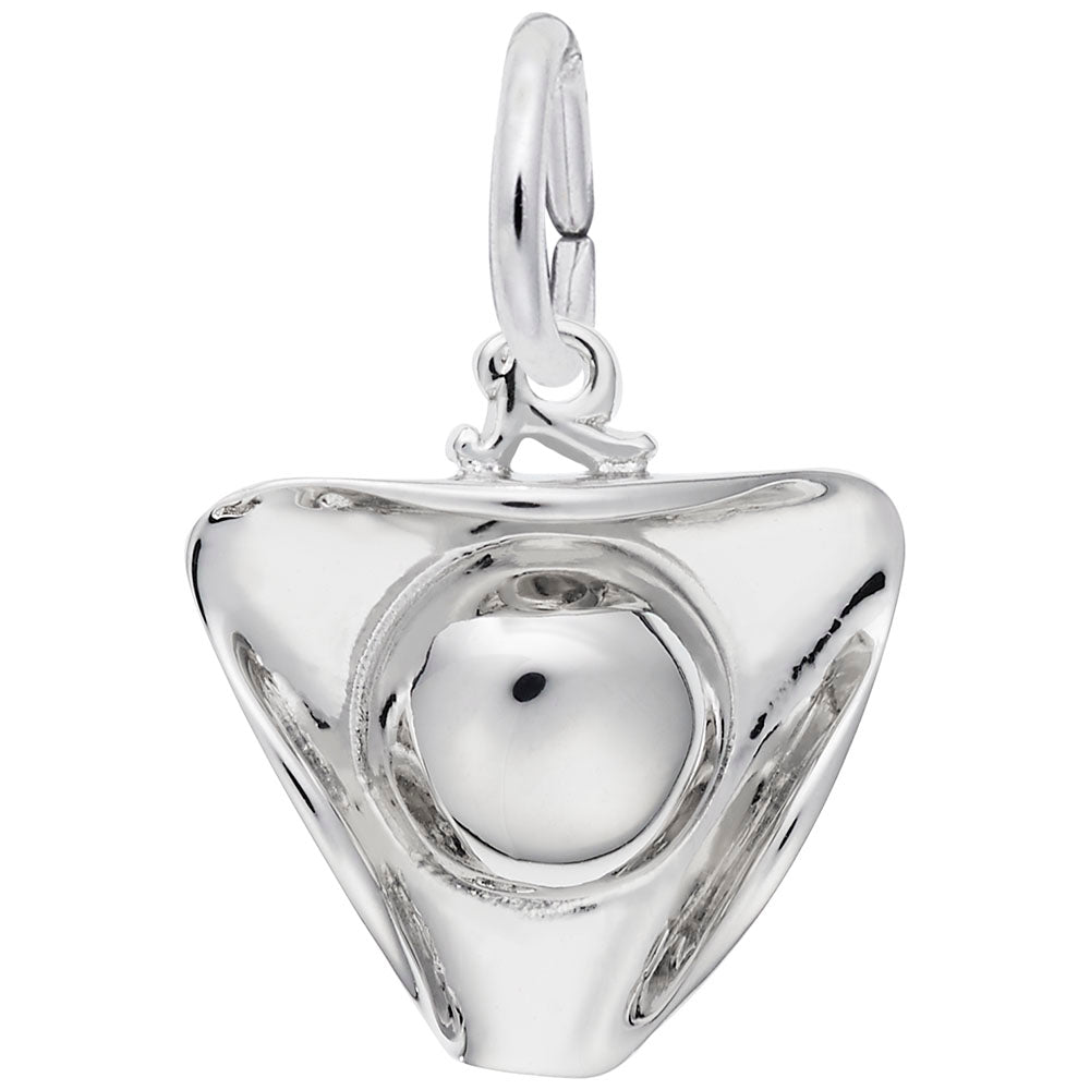 Silver Tri-Corner hat charm, shown on a white background