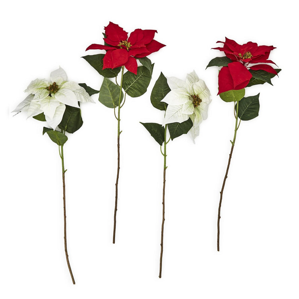 plastic poinsettia plants Two's Company Single Stem Faux Poinsettia Flower – Smyth Jewelers