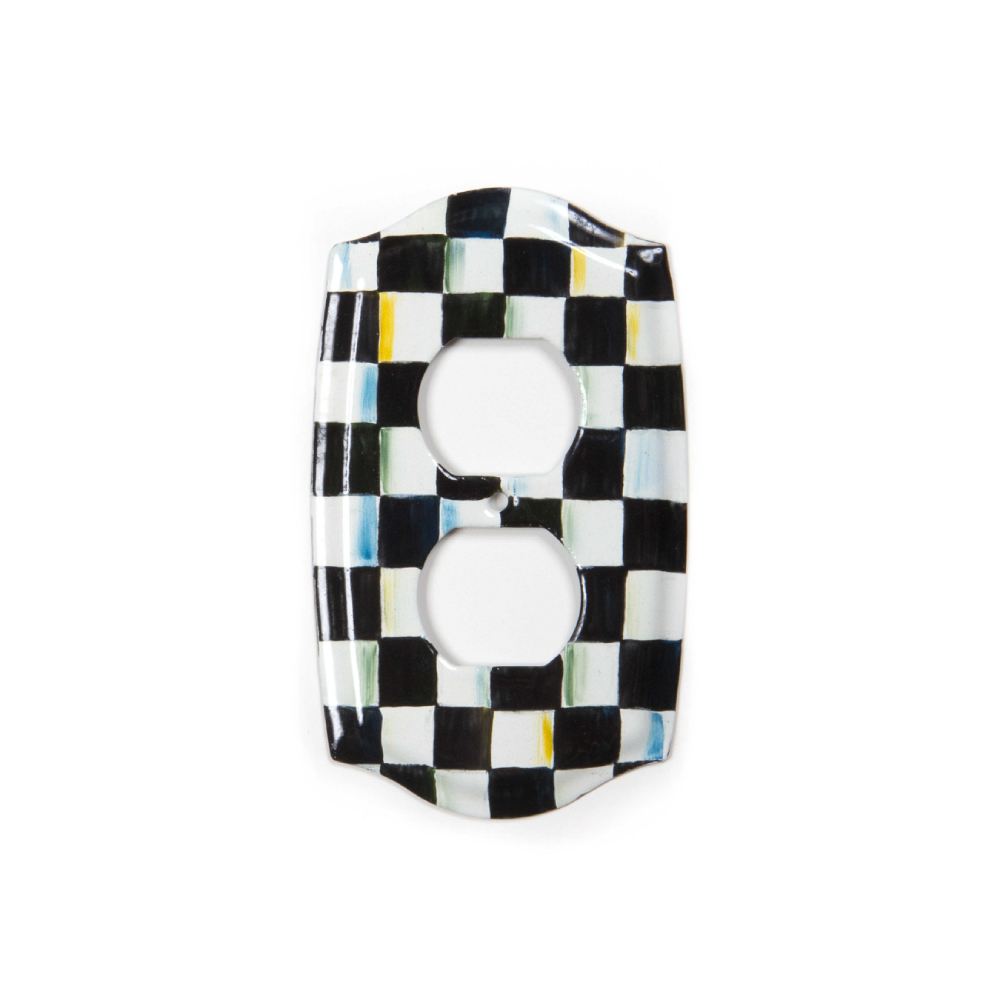MacKenzie-Childs Courtly Check Enamel Double Outlet Cover