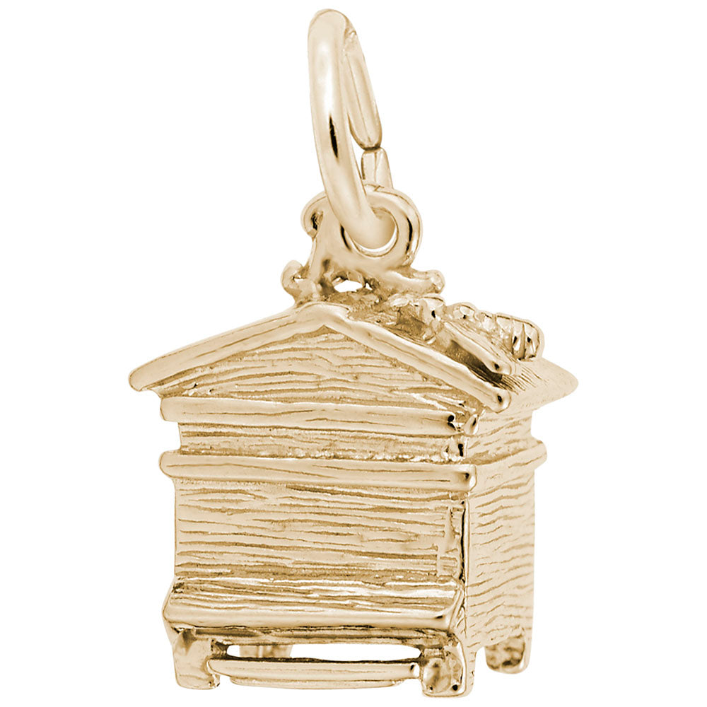 Yellow bee hive shaped charm, shown on a white background