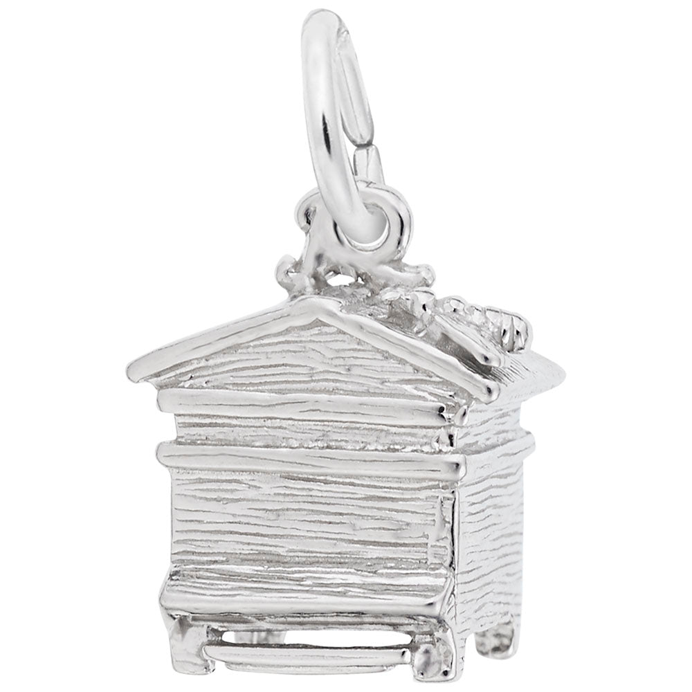 Silver bee hive shaped charm, shown on a white background