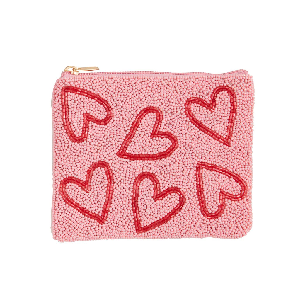 Mud Pie Valentine Beaded Zipper Case