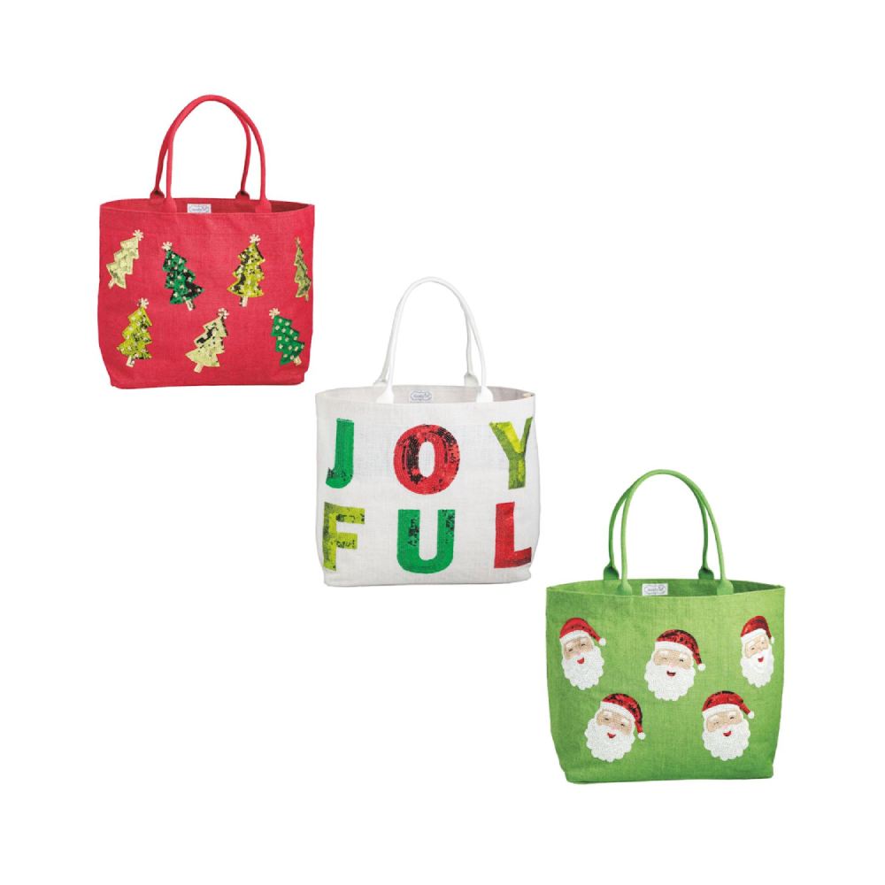 Mud Pie Holiday Classic Sparkle Totes