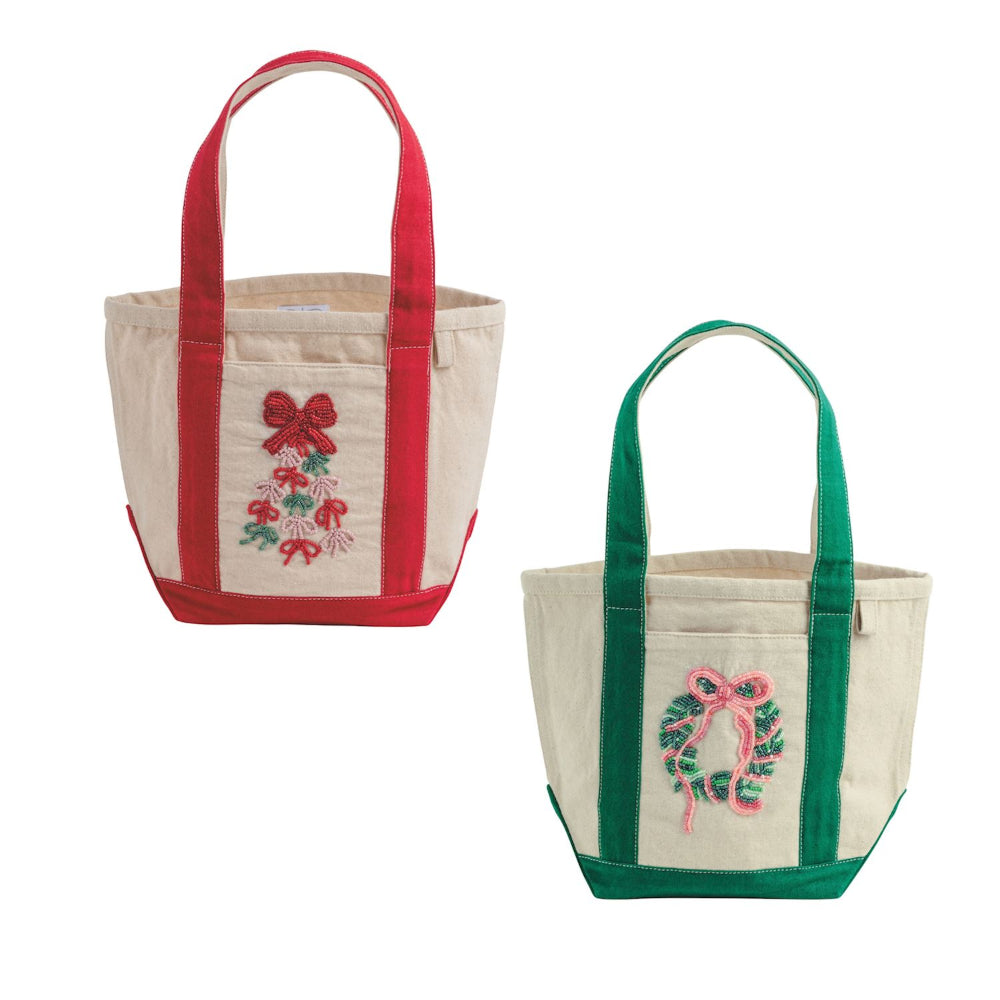 Mud Pie Holiday Beaded Mini Totes