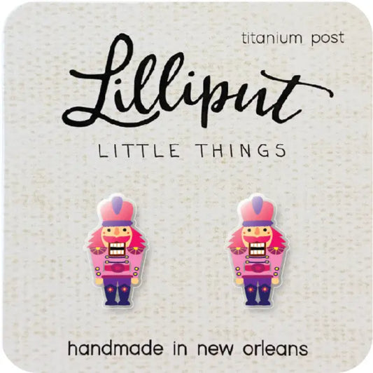 Lilliput Little Things Pink Christmas Nutcracker Earrings