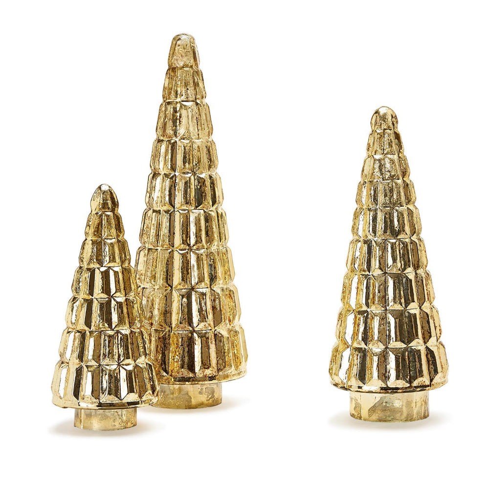 Two's Company Antiqued Gold Mercury Finish Glass Tree