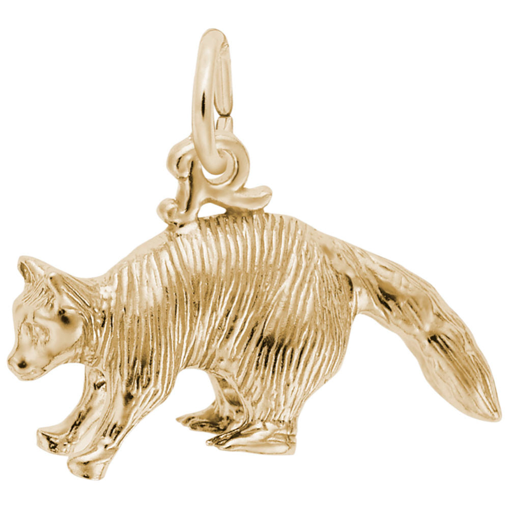 Gold Raccoon charm with textured fur detailing, shown on a white background