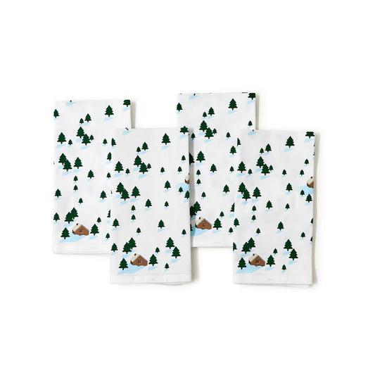 Two's Company Winter Scene Cloth Napkins - Set of 4