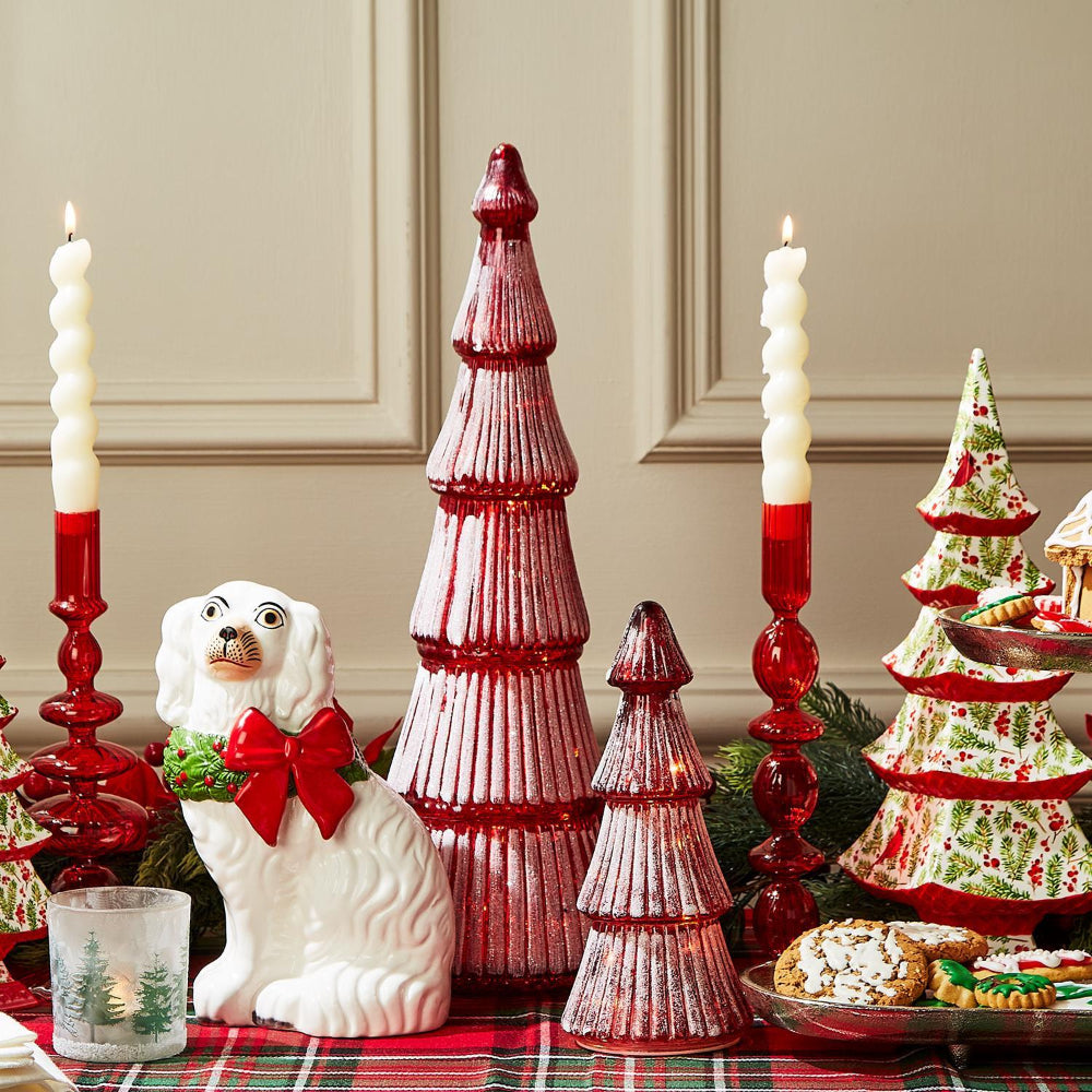 Two's Company Glistening Red Tree with Light Up Function
