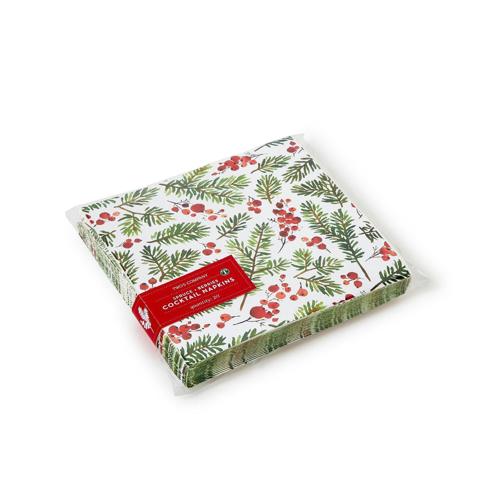 Two's Company Merry Berry Paper Cocktail Napkin (Pack of 30)