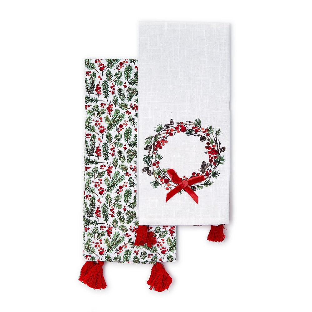 Two's Company Merry Berry Dish Towels - Set of 2