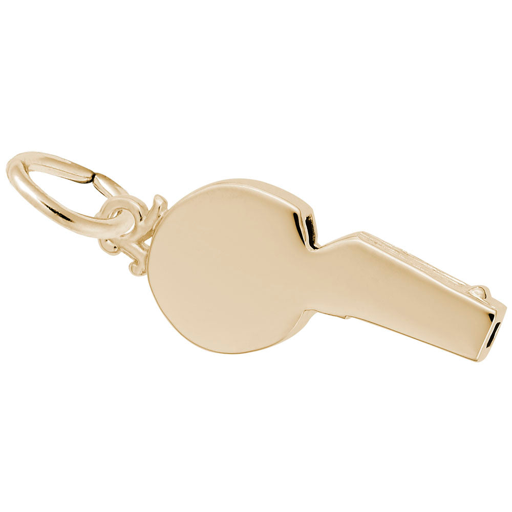Gold Referee Whistle charm on a white background