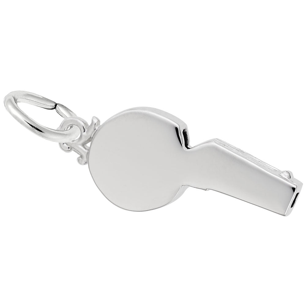Silver Referee Whistle charm on a white background