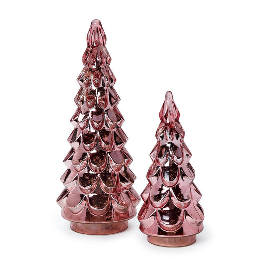 Two's Company  Pink Mercury Glass Finish Light-Up Christmas Trees