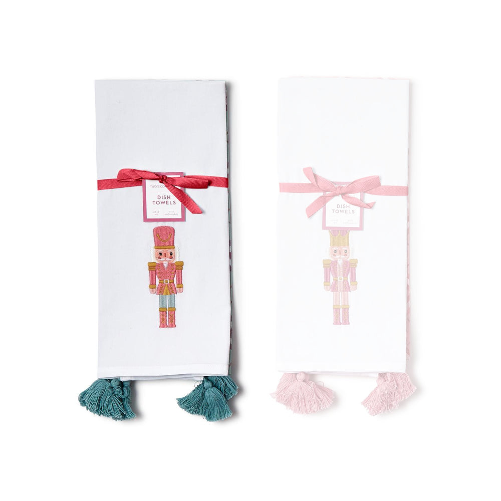 Two's Company Nutcracker Dish Towels with Tassels