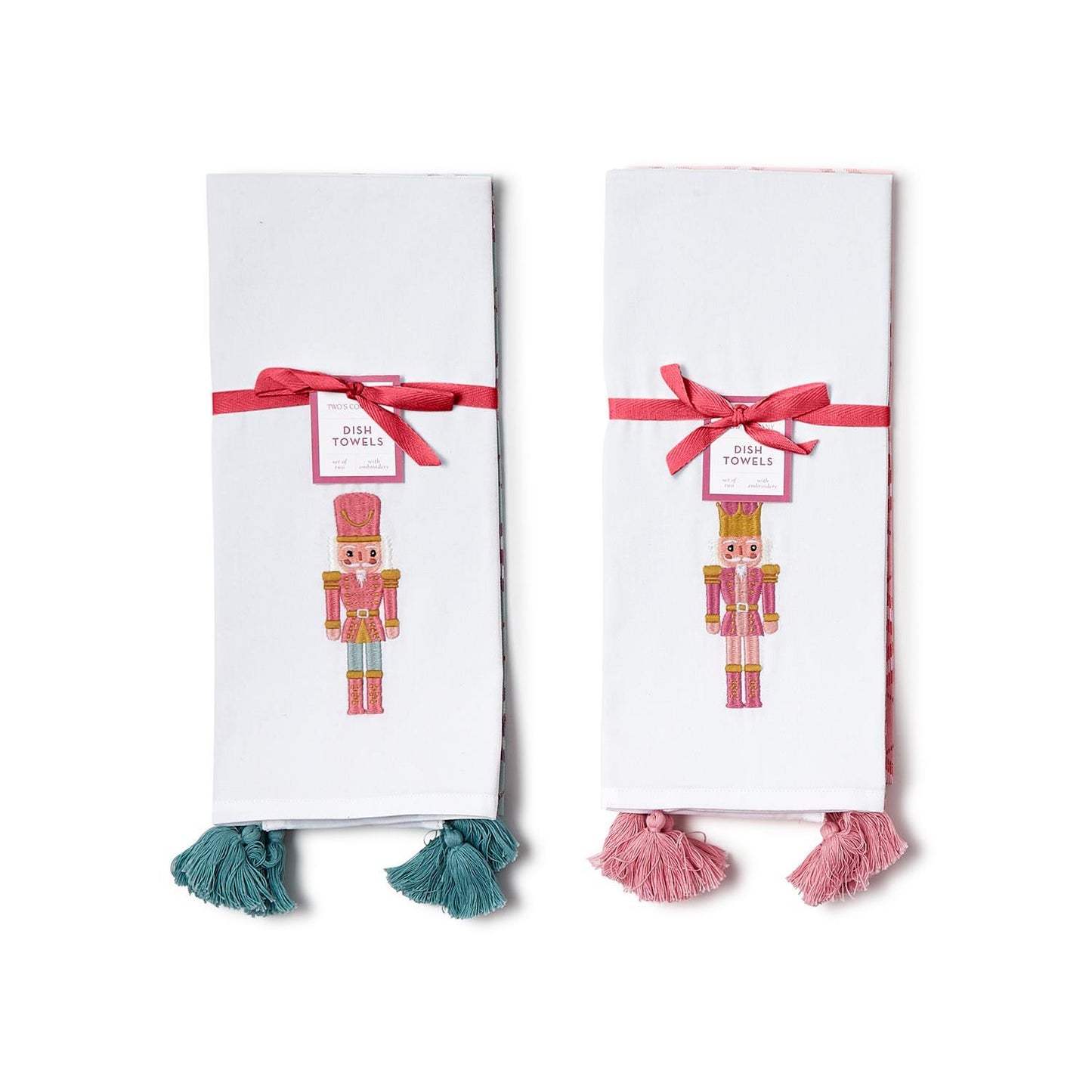 Two's Company Nutcracker Dish Towels with Tassels