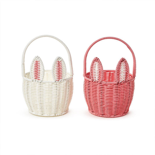 Two's Company Hand-Woven Faux Wicker Easter Bunny Basket