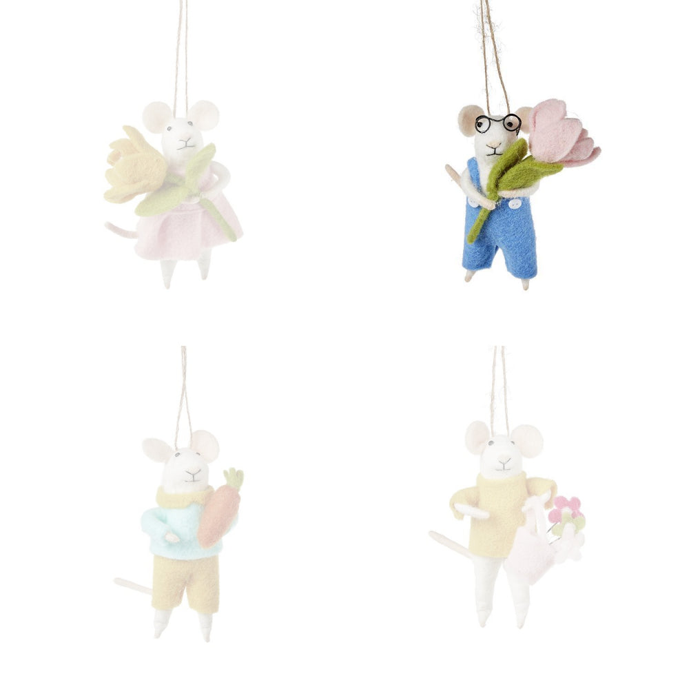 Two's Company Spring Garden Mouse Hand-Crafted Felt Ornament