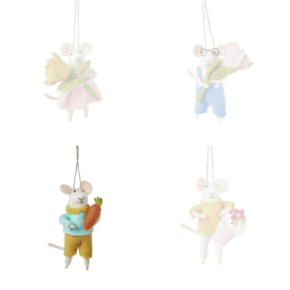Two's Company Spring Garden Mouse Hand-Crafted Felt Ornament